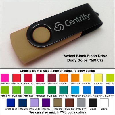 Swivel Black Flash Drive - 8 GB Memory - Body PMS 872