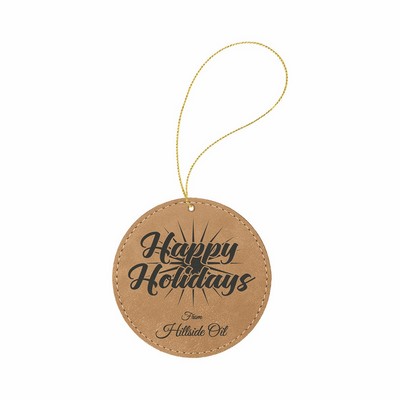 Light Brown Leatherette Round Ornament