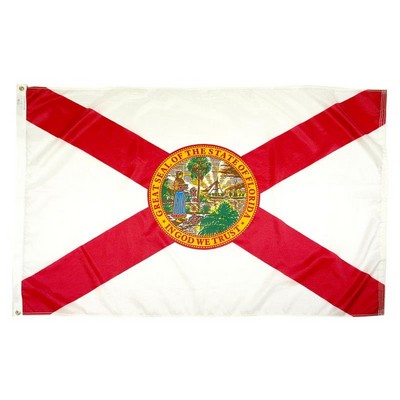Florida Indoor Parade Flag w/Pole Hem And Fringe (5'x8')