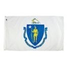 Massachusetts Indoor Parade Flag w/Pole Hem And Fringe (3'x5')