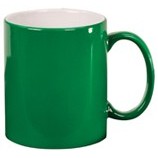11 Oz. Green Ceramic Round LazerMug