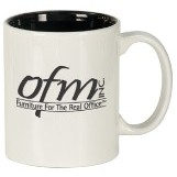 11 Oz. White/Black Ceramic Round LazerMug