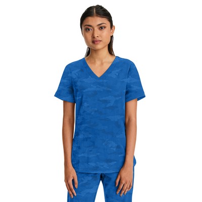 Healing Hands - HH PL Jacquard - Women's 2-Pocket Joy Camo V-Neck Top