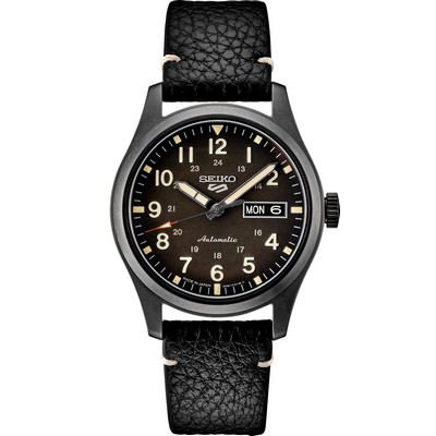 Mens Seiko 5 Sports SS BIF Black Dial