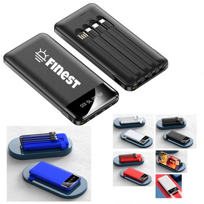 10000 mAh Portable Charger with 4 Built-in Cable