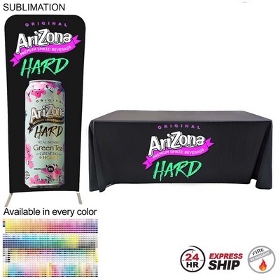 24 Hr Express Ship - Trade Show Booth Package Sleek, EuroFit Display & 6' Sub Tablecloth (3'x96")
