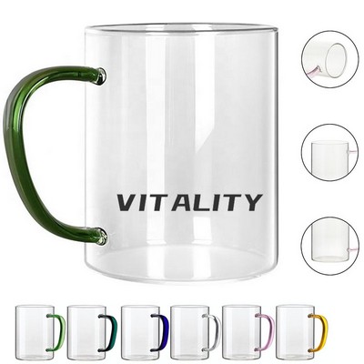 13Oz. Glass Mugs With Colored Handle