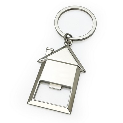 House Shaped Metal Bottle Opener Keychain w/Key Ring 2 1/3" x 1 1/2''