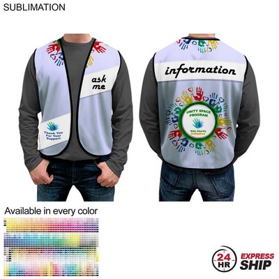 24 Hr Express Ship - Domestic Made Poplin Vest, Fully Sublimated Front And Back, Uniform Vest
