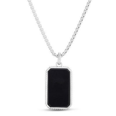 Jilco Inc. Sterling Silver & Black Onyx Tag Necklace