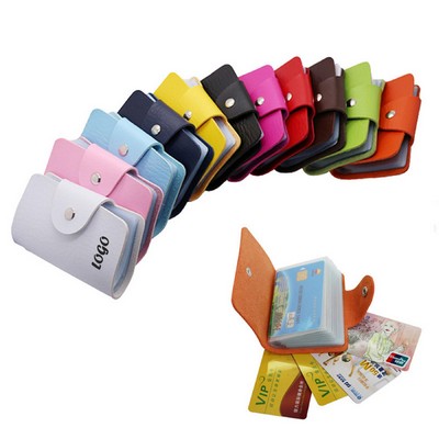 PU Leather Credit Card Organizer with 24 Card Slots