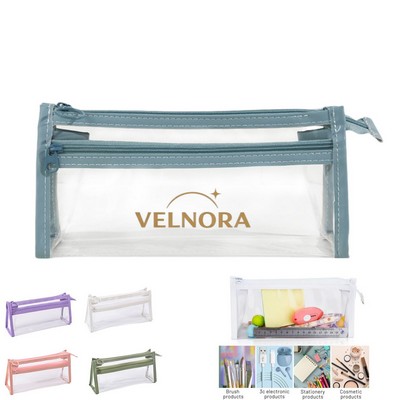 Double-layer Clear Pencil Pounch Pen Bag