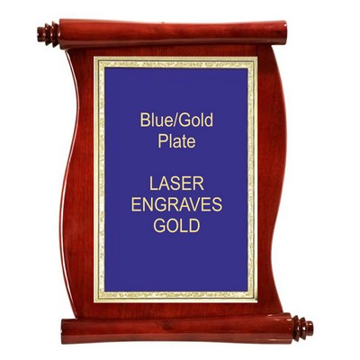 Scroll Plaque 7-1/2" x 8-3/4" With a 4" x 6" Blue/Gold Florentine Plate