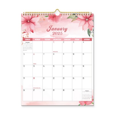 2026-2027 Floral 18-Month Wall Planner (14"x11")