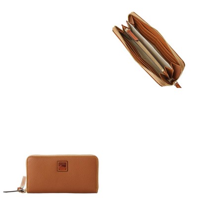 Dooney & Bourke Pebble Grain Large Zip Around Wristlet - Caramel Brown