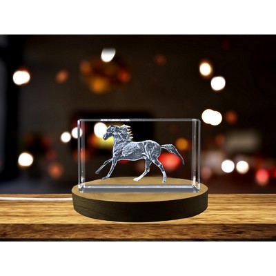 Marwari Horse 3D Engraved Crystal Trophy Award