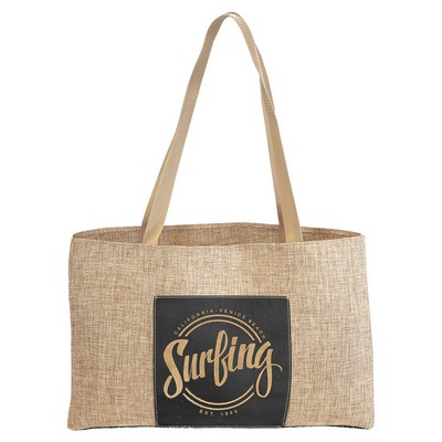 Burlap Bag with Leatherette Gusset