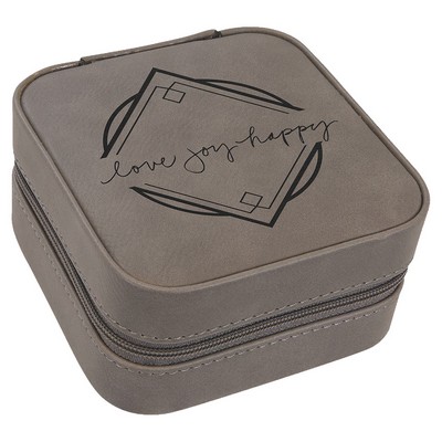Leatherette Travel Jewelry Box with Tan Lining