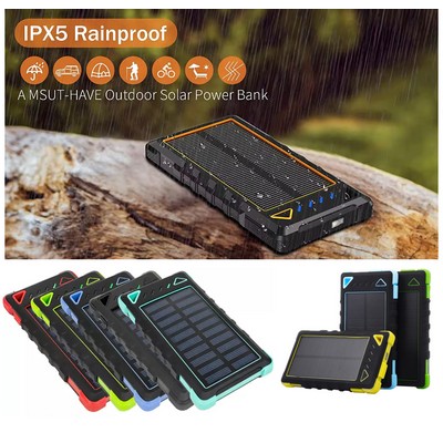 10,000 mAh Dual-USB Waterproof Solar Power Bank Charger