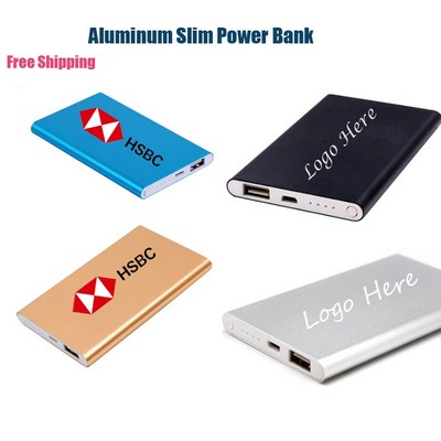 5000mAh Portable Aluminum Slim Charger Power Bank UL Certified