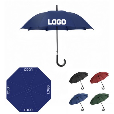 46" Automatic Open Straight Umbrella With Curved Handle