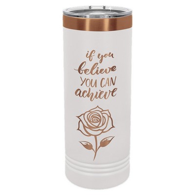 22oz Stainless Steel Polar Camel Tumbler White Powder Coat/Rose Gold Plating