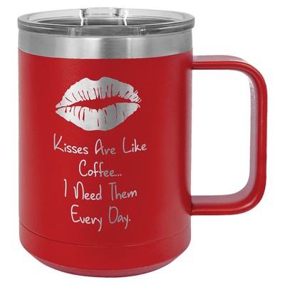 Polar Camel 15 oz. Red Vacuum Insulated Mug with Slider Lid