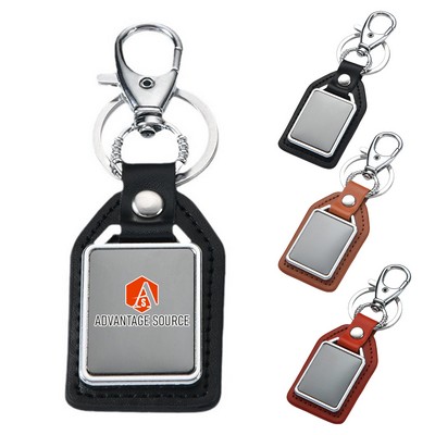 Metal PU Leather Car Keychain