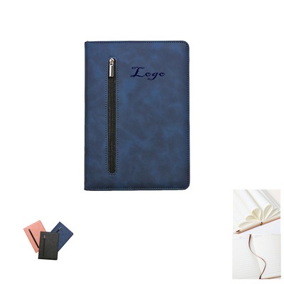 A5 Soft Leather Journal Notebook With Zipper