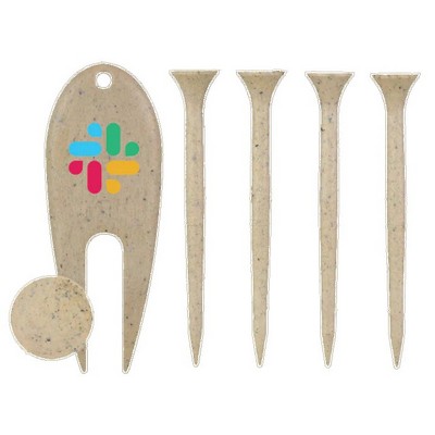 4 Coffee Golf Tees with Coffee Divot Tool and Ball Marker