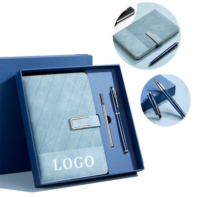 Classic Bonded Leather Notebook & Pen Companion