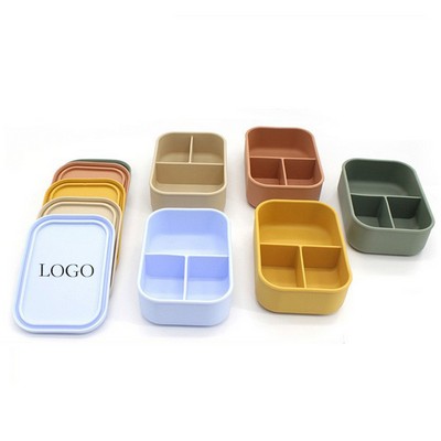 3-Compartment 600ml Silicone Lunch Box