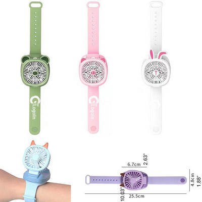 USB Rechargeable Fan Watch With Comfortable Wrist Strap Portable