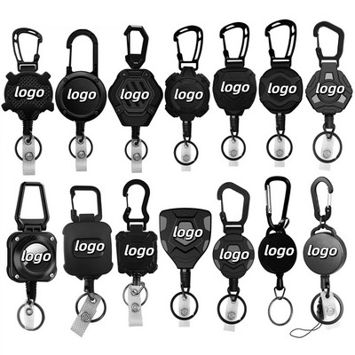 Keychain with Carabiner & Steel Badge Reel