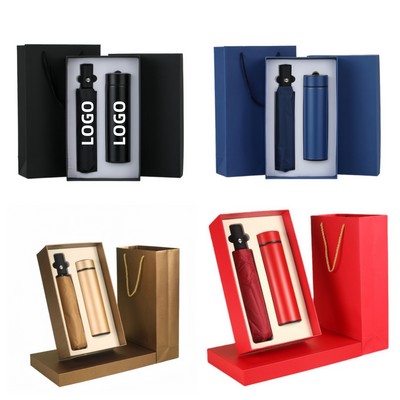 Gift Set- thermal flask& automatic umbrella