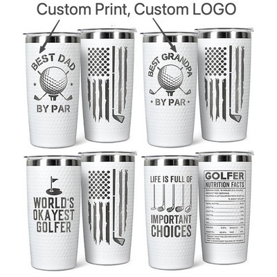 Golf Ball Dotted Travel Mug Car Outdoor Sports Insulated Water Cup 20oz
