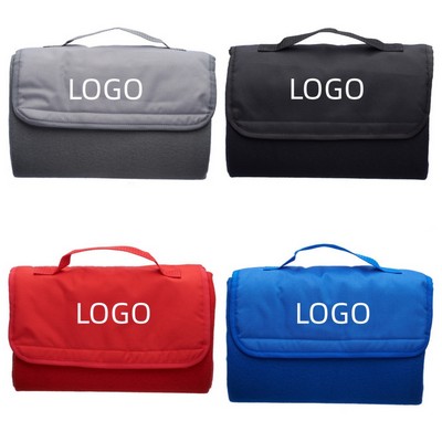 Outdoor Fleece Blanket (Roll-Up Foldable, with Packable Woven Handle)