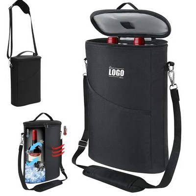 2-Bottle Leakproof Insulated Neoprene Wine Cooler Tote with Carrying Handle