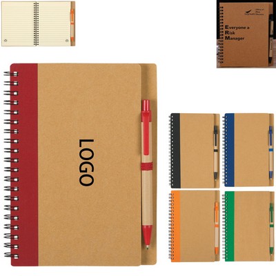 Kraft Paper Coil Notepad with Pen