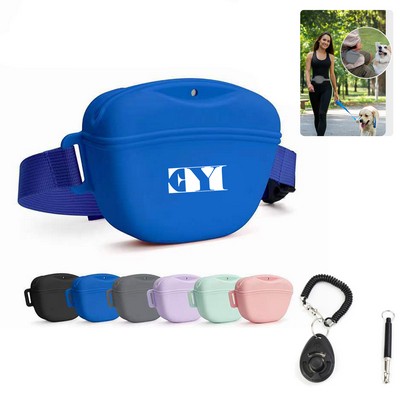 Silicone Dog Treat Pouch with Training Clicker, and whistle