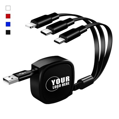 Full Color Square Stretchable 3-In-1 Charging Cable