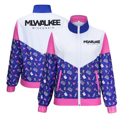 Custom Women's 80s Retro Full Zip Long-Sleeve Windbreaker Jacket