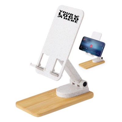 Foldable Rotating Bamboo Phone Stand