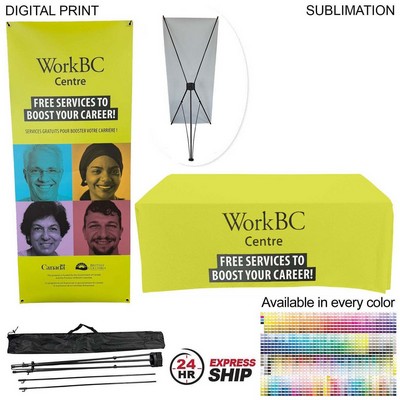 24Hr Express - Tradeshow Package, Tripod Banner with Graphics + Sublimated Tablecover