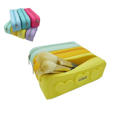 Minimalist Solid-Color Large-Capacity Silicone Pencil Case