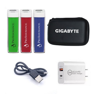 US Stock Plastic Lipstick Power Bank 2200mah with 20W Charger Adapter