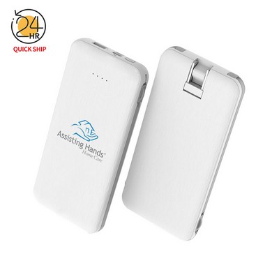 Portable Charger with Built-in AC Plug and Cables, All in One 10000mAh Ultra Slim Power Bank