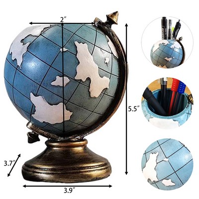 Resin Globe Shaped Pen Holder for Desk