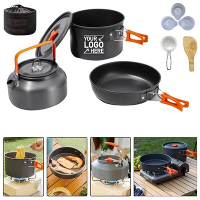 3-Piece Camping Cookware Set with Kettle & Pan