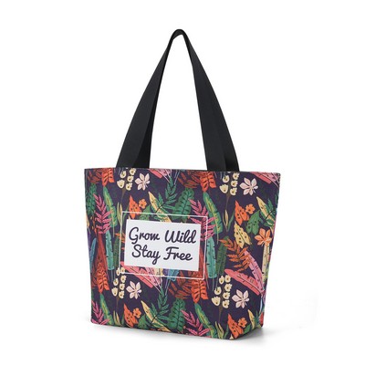 Full Color Sublimated Canvas Everyday Bag With Zipper Closure